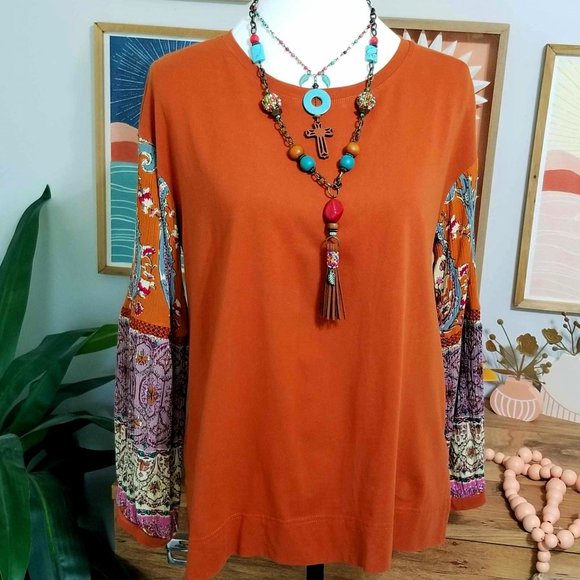Cotton Bleu Tops - Top. Cinnamon, Cream, Lavender Floral/Multi Print. Cotton Bleu Brand